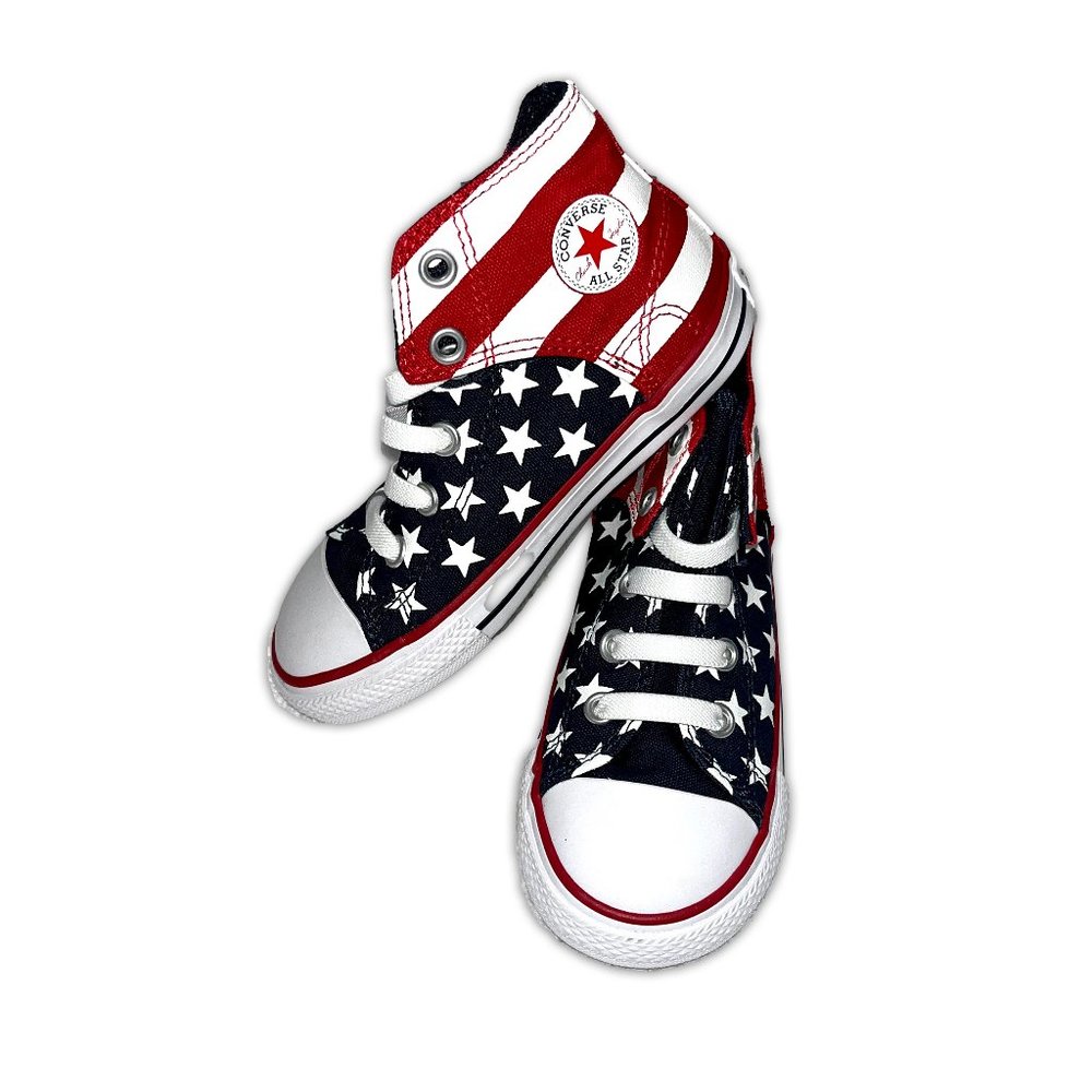 NEW Converse All Star Chuck Taylor Kids American Flag Pull On High Tops Size 10